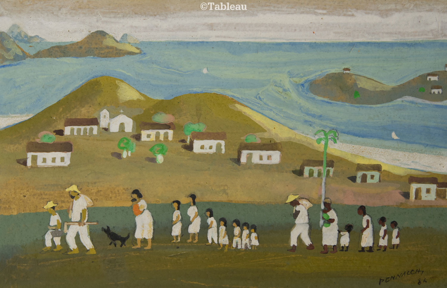 Fulvio Pennacchi - Figuras caminhando à beira mar
