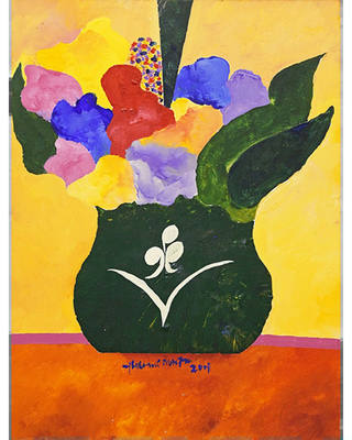 Aldemir Martins - Vaso verde com flores