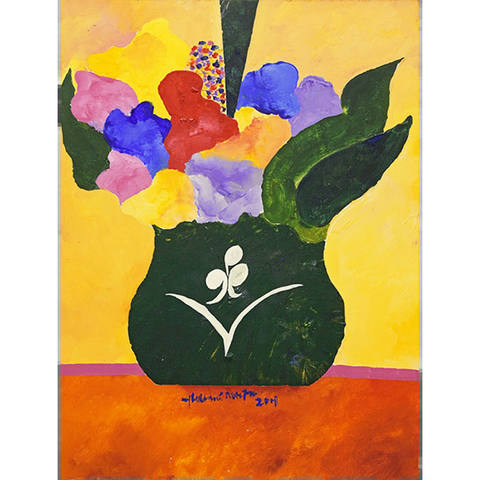 Vaso verde com flores
