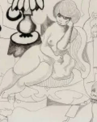 Emiliano di Cavalcanti - Mulher, Caveira e Abajour