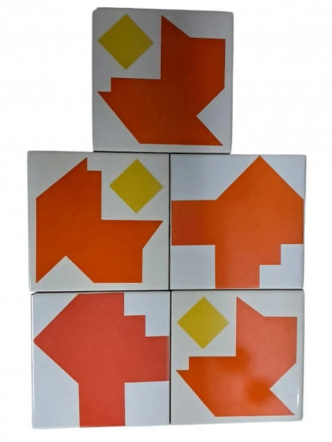 Conjunto de 5 azulejos modernistas