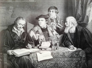 Reforma Luterana - Luther, Melanchton, Pomeranus et Crucier traduzindo a Bíblia