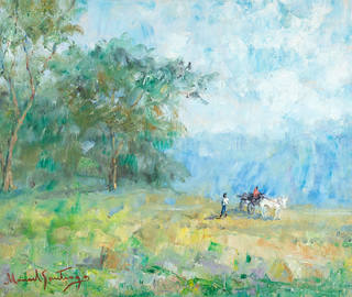 Manoel Santiago - Paisagem com Pessoas Cavalgando
