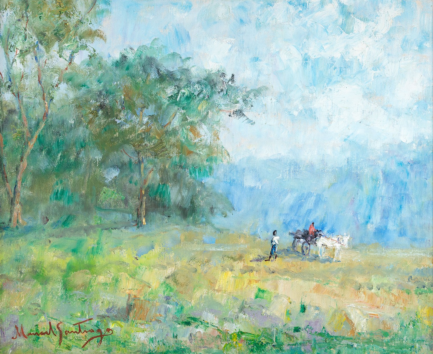 Paisagem com Pessoas Cavalgando