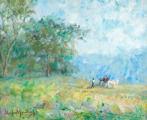 Paisagem com Pessoas Cavalgando