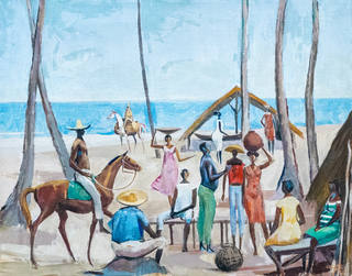 Carybé - Praia com Figuras