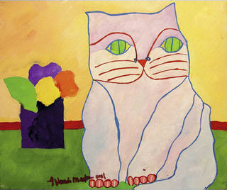 Aldemir Martins - Gato e vaso com flores