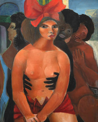 Emiliano di Cavalcanti - Mulher com Laço Vermelho