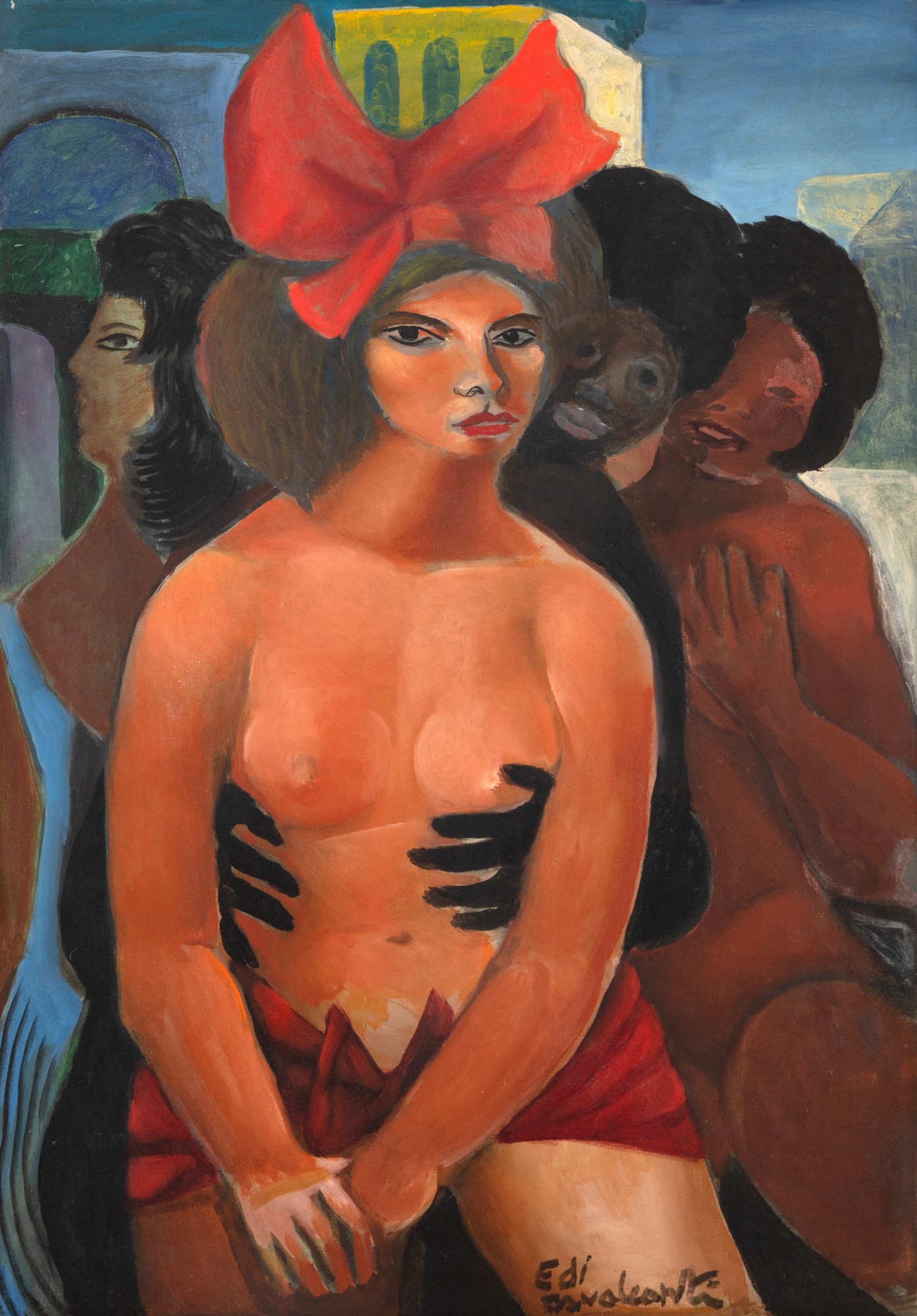 Mulher com Laço Vermelho
