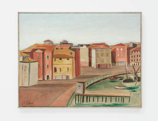 Alfredo Volpi - Barcos no cáis [Boats at the pier] [from the Italian Travel series]