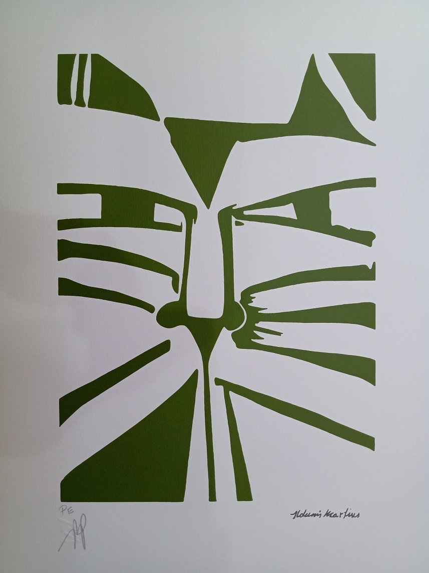 Aldemir Martins - Cabeça de Gato verde