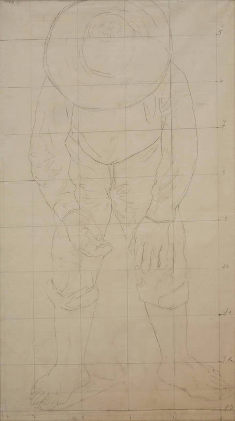 Trabalhador Inclinado (Esboço para a pintura mural "Cana")