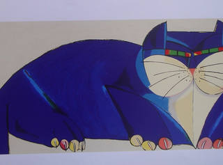 Aldemir Martins - Gato Azul Deitado