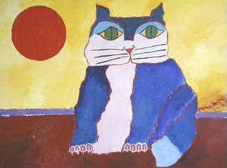 Aldemir Martins - Gato azul e sol vermelho