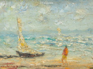 Manoel Santiago - Marinha com barcos