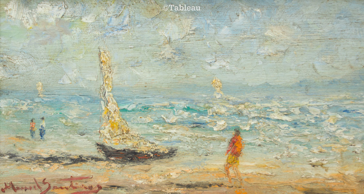 Manoel Santiago - Marinha com barcos