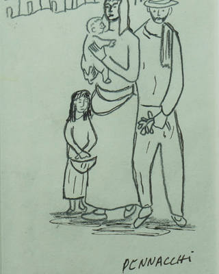 Fulvio Pennacchi - Vilarejo com Figuras