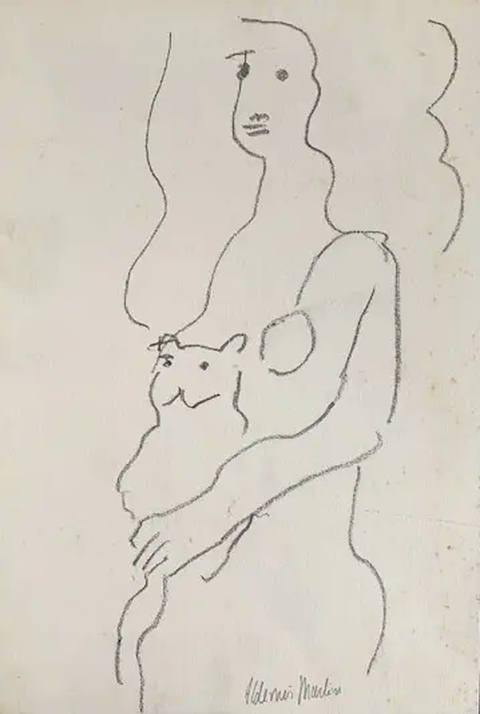 Mulher com gato (s/ data)