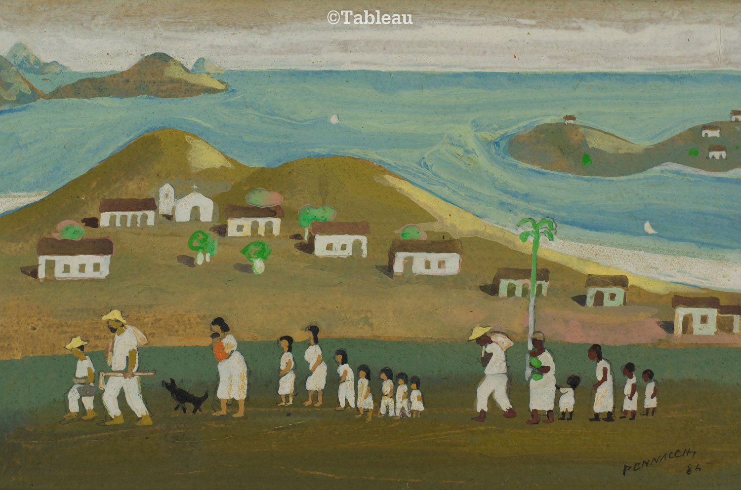 Fulvio Pennacchi - Figuras caminhando à beira mar