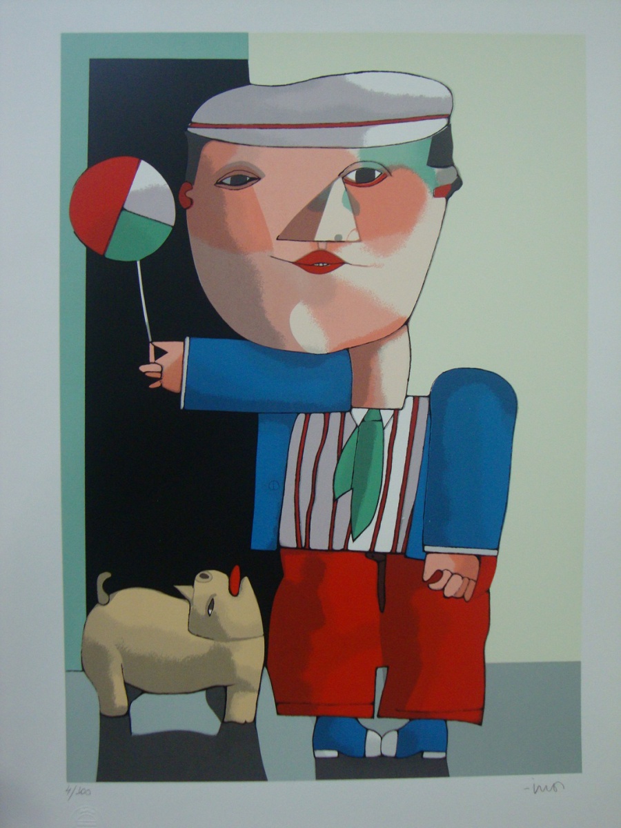 Menino e mascote