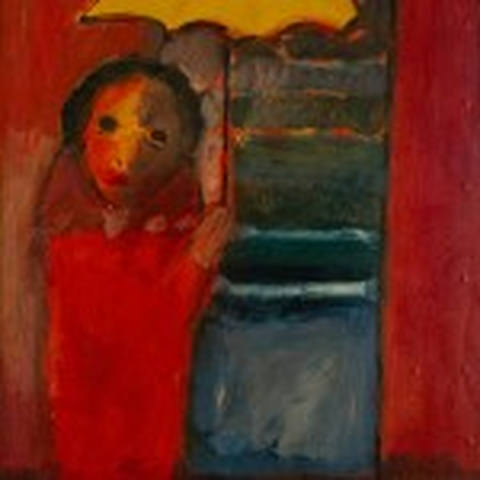 Figura com Guarda-Chuva Amarelo