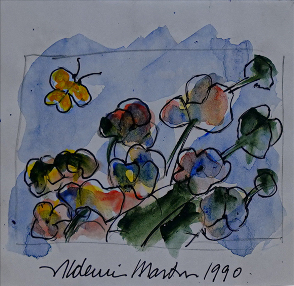 Aldemir Martins - Flores e borboleta