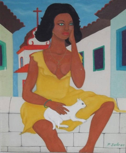 Mulata com gato