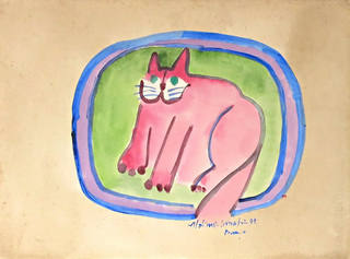 Aldemir Martins - Gato rosa