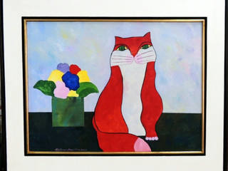 Aldemir Martins - Gato Vermelho com Vaso de Flôr