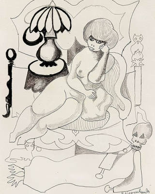Emiliano di Cavalcanti - Mulher, caveira e abajour