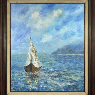 Manoel Santiago - Marinha com barcos