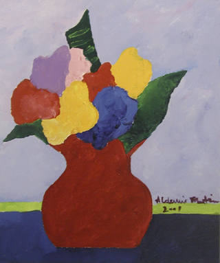 Aldemir Martins - Vaso vermelho com flores