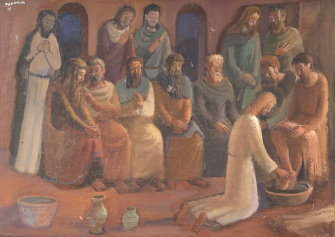 Apóstolos com Jesus Lava os Pés