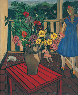 Djanira da Motta e Silva - Vaso de Flores e Menina na Varanda