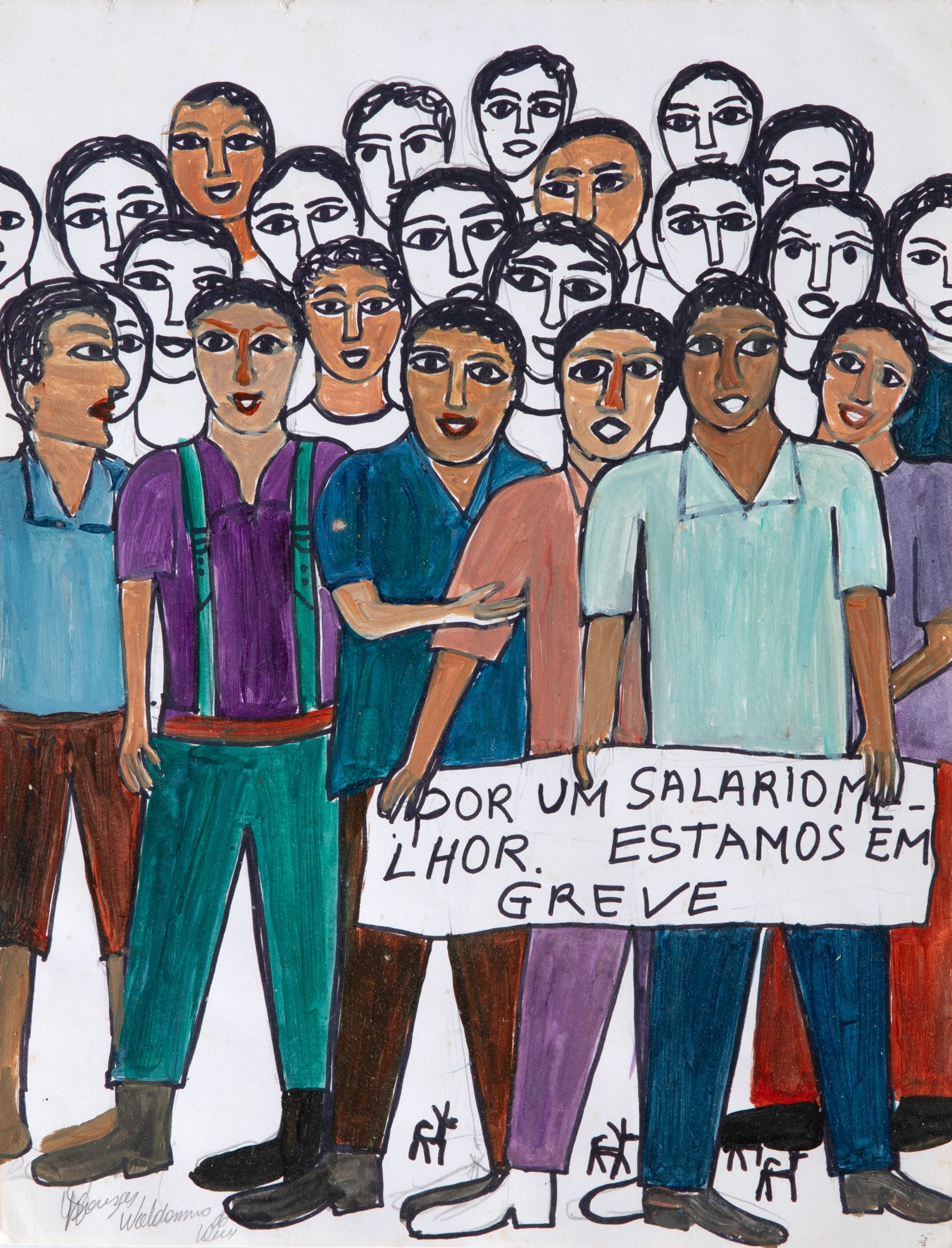 Por um salário melhor. Estamos em greve