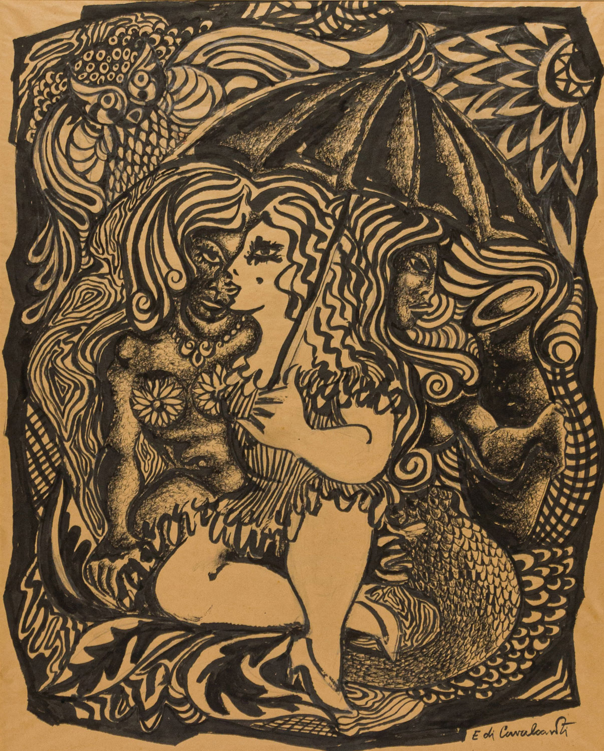 Emiliano di Cavalcanti - Moças com sombrinha