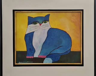 Aldemir Martins - Gato azul com unhas rosas