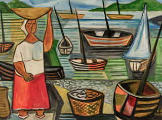 Emiliano di Cavalcanti - Figura com barcos