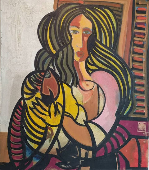 Figura feminina com peixe