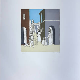 Fulvio Pennacchi - Personagens com cachorros e casas