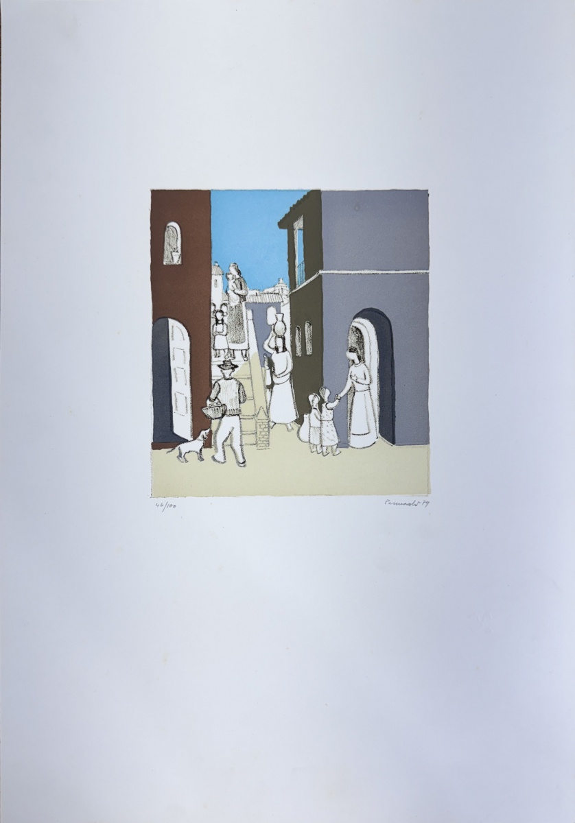 Fulvio Pennacchi - Personagens com cachorros e casas