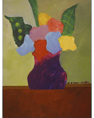 Aldemir Martins - Vaso roxo com flores