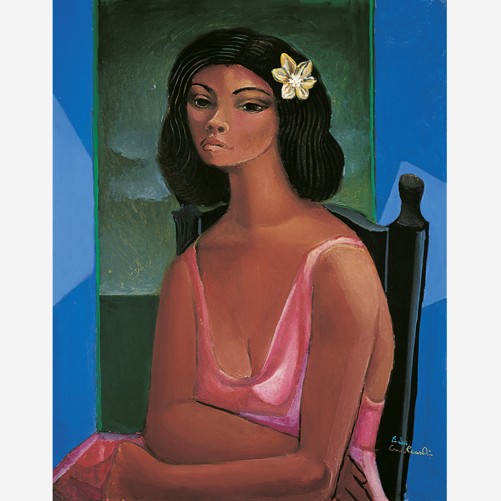 Emiliano di Cavalcanti - Mulher com Flor no Cabelo