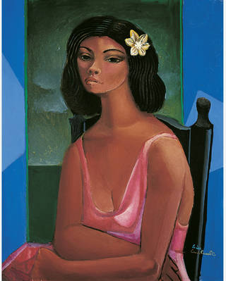 Emiliano di Cavalcanti - Mulher com Flor no Cabelo