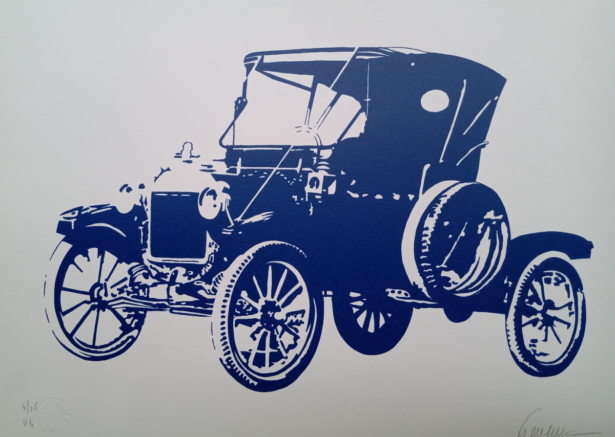 Carro antigo azul