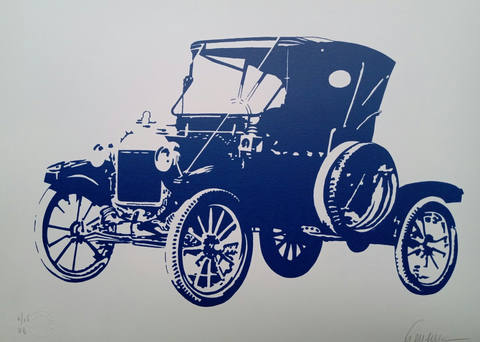 Carro antigo azul