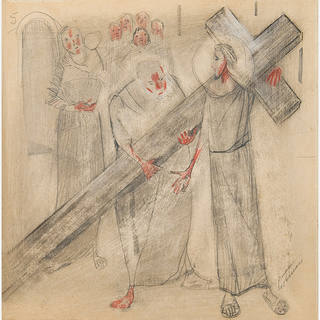 Candido Portinari - Simão Cireneu ajuda Jesus levar a cruz