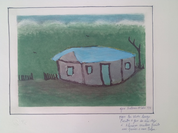 Fazenda de telhado azul