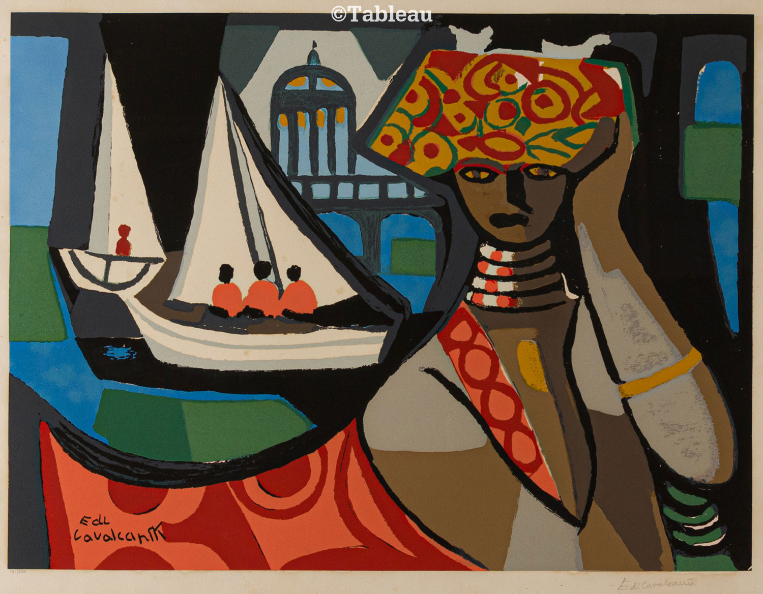 Emiliano di Cavalcanti - Baiana e barcos