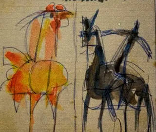 Aldemir Martins - Homem a Cavalo e Galo